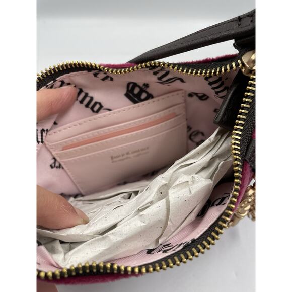Juicy Couture Women's Key to My Heart Velour Wristlet Purse, Plum Berry Pink NWT - Picture 7 of 7